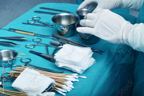Surgical instruments On a sterile bed