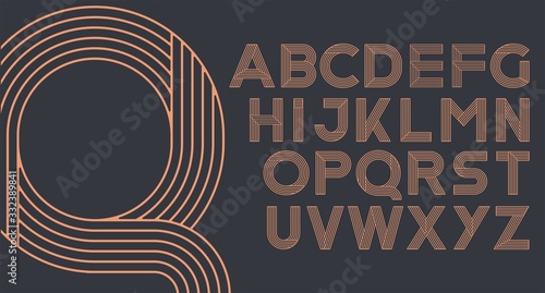 LINE ART ALPHABET ART DECO FONT STYLE