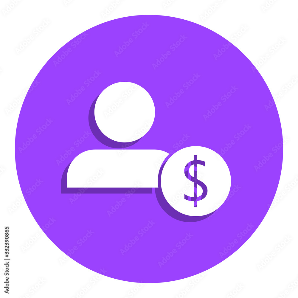 man and money badge icon. Simple glyph, flat vector of Finance icons for ui and ux, website or mobile application man and money badge icon. Simple glyph, flat vector of Finance icons for ui and ux, website or mobile application