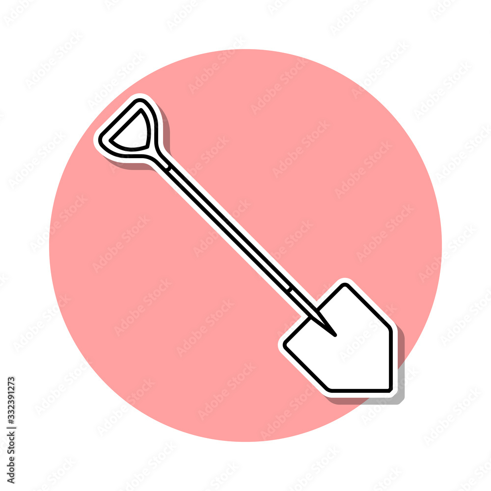 shovel sticker icon. Simple thin line, outline vector of Home repair tool icons for ui and ux, website or mobile application shovel sticker icon. Simple thin line, outline vector of Home repair tool icons for ui and ux, website or mobile application