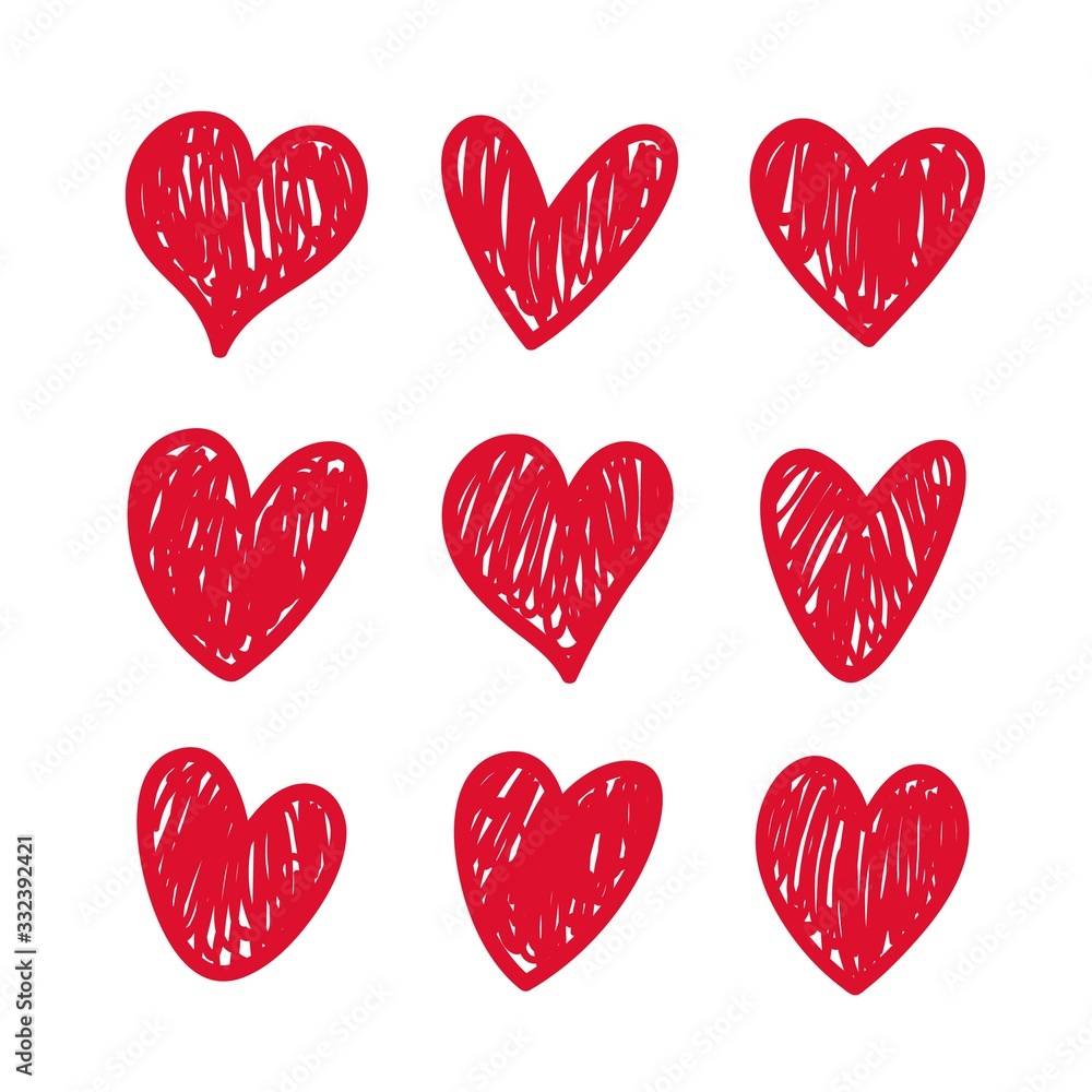 Vector red hearts set for your unique design