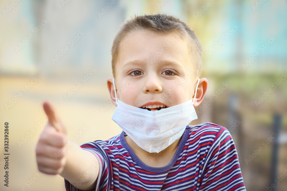 masked child from coronavirus and air. Protection against PM 2.5 air polluted from the virus in Europe