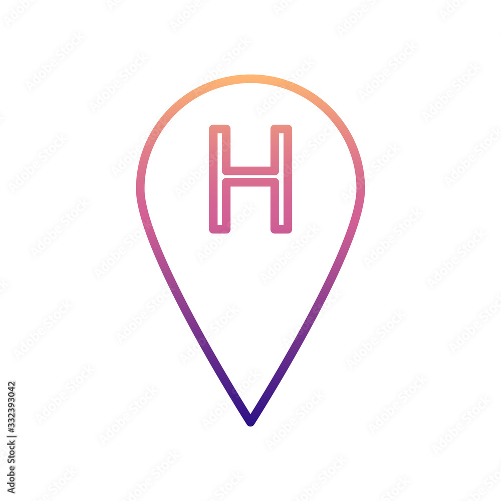 hotel pin nolan icon. Simple thin line, outline vector of hotel icons for ui and ux, website or mobile application hotel pin nolan icon. Simple thin line, outline vector of hotel icons for ui and ux, website or mobile application