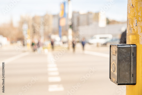 Wallpaper Mural pedestrian button on a city street crossing Torontodigital.ca