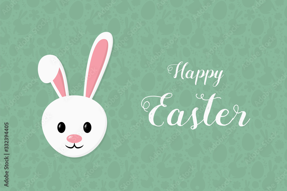 Easter greeting card with happy bunny and wishes. Banner. Vector Easter greeting card with happy bunny and wishes. Banner. Vector
