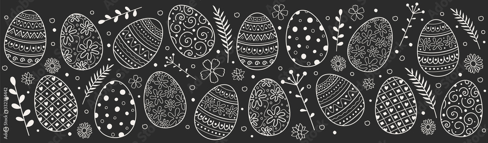 Easter banner with decorative painted eggs. Vector Easter banner with decorative painted eggs. Vector