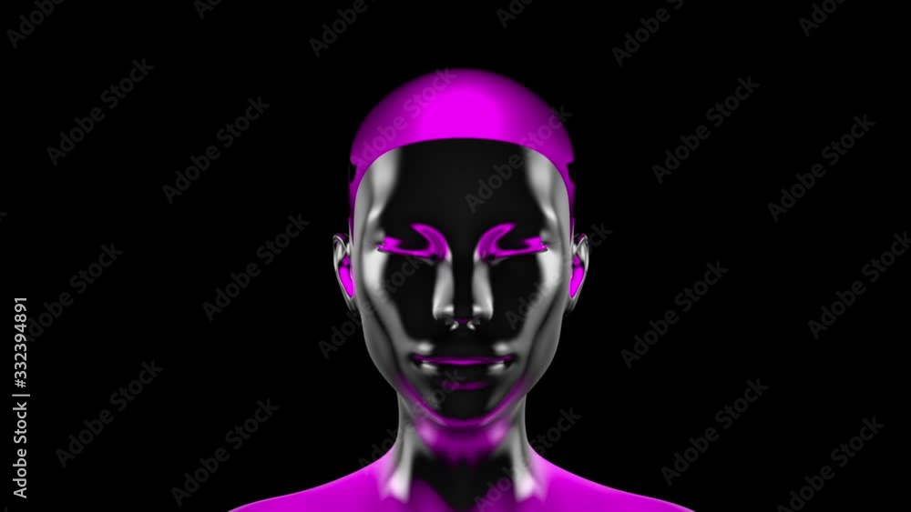 3D Animation of a AI operating Cyborg developing consciousness - changing colours. 3D Animation of a AI operating Cyborg developing consciousness - changing colours.