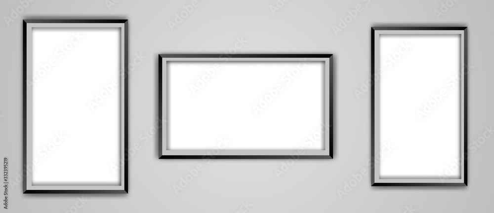 Realistic Empty Black Picture Frame Mockup set isolated on a transparent background. For photos and other pictures. Also suitable for presentation. Realistic Empty Black Picture Frame Mockup set isolated on a transparent background. For photos and other pictures. Also suitable for presentation.