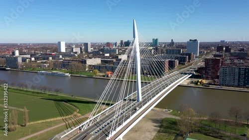 Utrecht, Utrecht / The Netherlands - March 23 2020: Prince Claus Bridge in Utrecht from the air photo