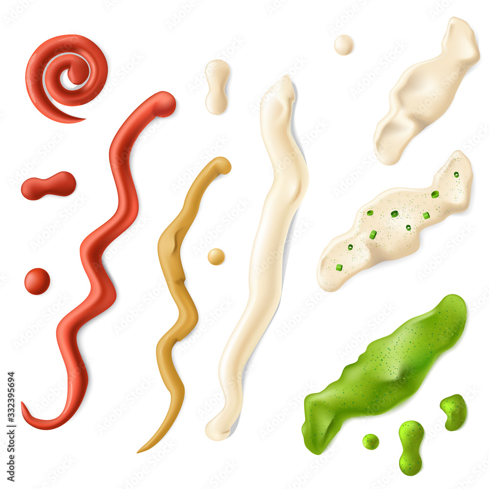 Sauces in Plate Set Top View Portion Sauces in Plate Set Top View Portion