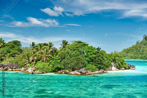 Overlook of Seychelles landscape  Mahe island