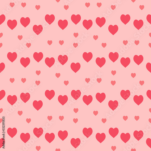 Seamless pattern with exquisite red and pink hearts on light pink background for plaid  fabric  textile  clothes  tablecloth and other things. Vector image.
