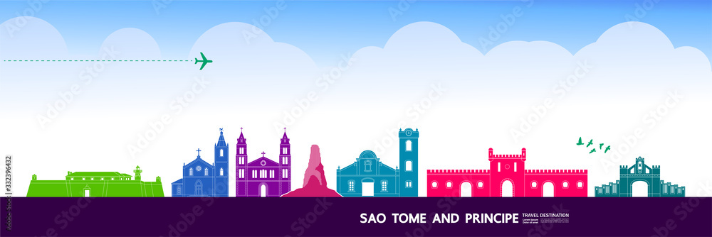 Obraz premium Sao Tome and Principe travel destination grand vector illustration.