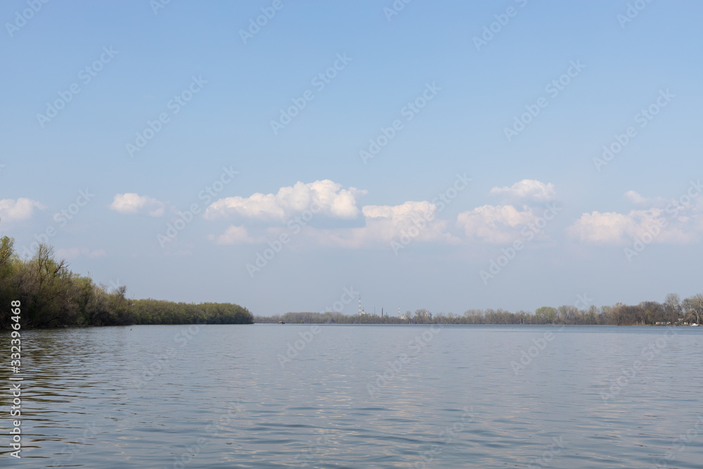 Danube River With Forest In The Background On The Sunny Day