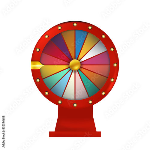 Roulette 3d fortune wheel isolated vector illustration for gambling background and lottery win concept. Wheel fortune for game and win jackpot