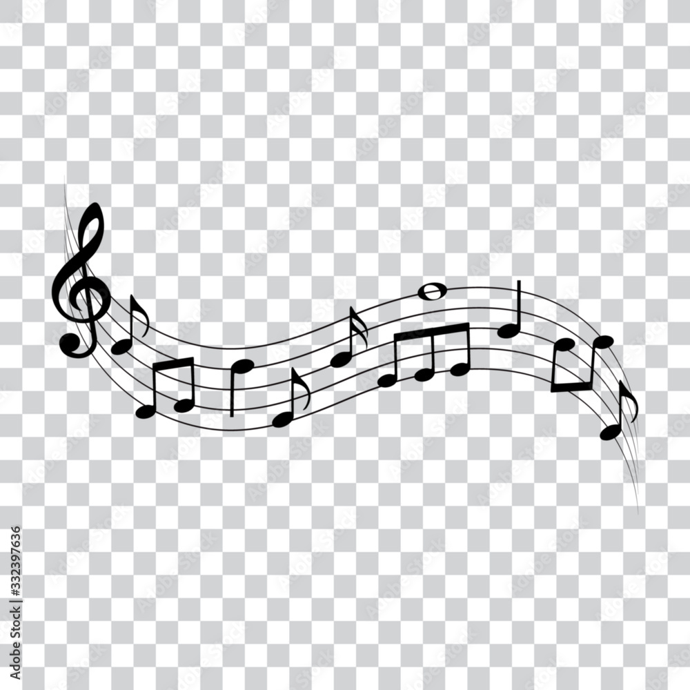 Music notes wave, vector illustration. Stock Vector | Adobe Stock