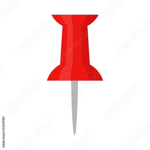 Red push pin icon isolated on white background. Vector illustration