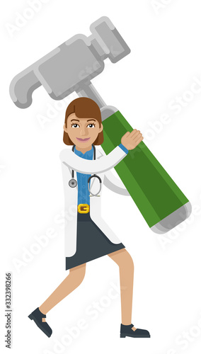 A doctor cartoon character ...