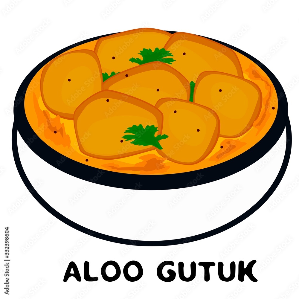 Aloo Gutuk indian Uttarakhand Food Vector Aloo Gutuk indian Uttarakhand Food Vector