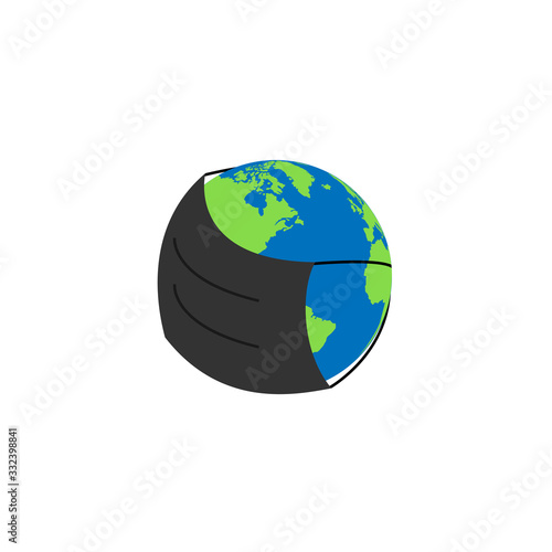 Coronavirus Protection for earth. Mask for Earth. Hygiena concept. Clear and protection earth. Vector illustration