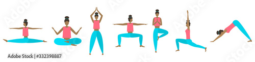 Vector yoga poses set. All elements of the body are changing