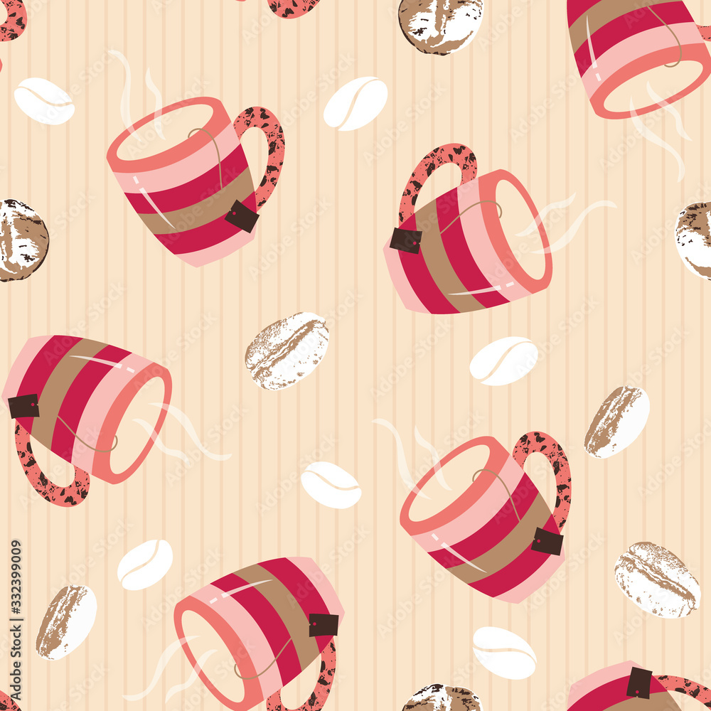 Coffe Mugs and Beans Vector Seamless pattern Coffe Mugs and Beans Vector Seamless pattern