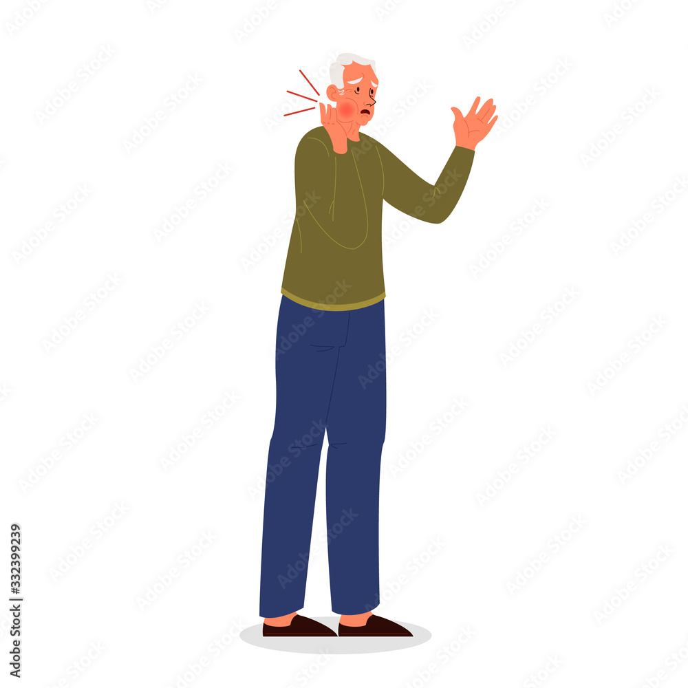 Sad old man suffering from a strong toothache. Eldery person Sad old man suffering from a strong toothache. Eldery person