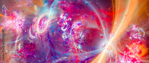 Colorful chaotic fractal widescreen abstract background