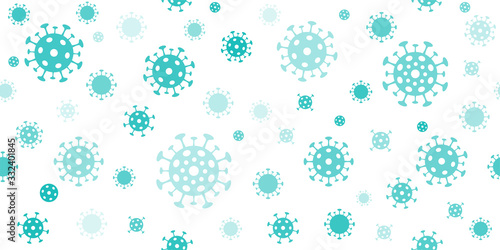 Coronavirus long background. Vector seamless pattern with covid-19 sign