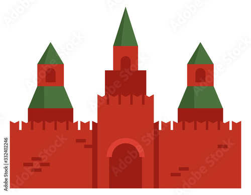 Castle in flat style. Illustration isolated on white background.