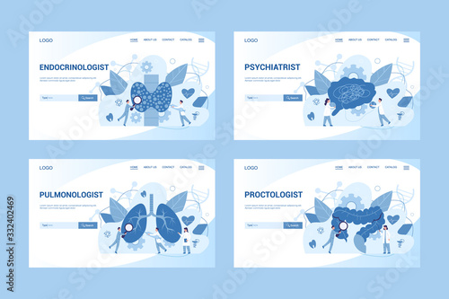 Medical specialty and examination set. Therapist and urologist,