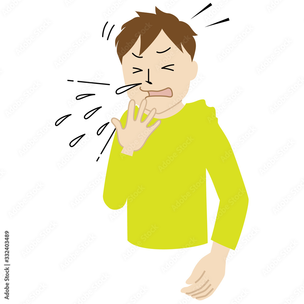 Illustration of a man who can't stop sneezing. Illustration of a man who can't stop sneezing.