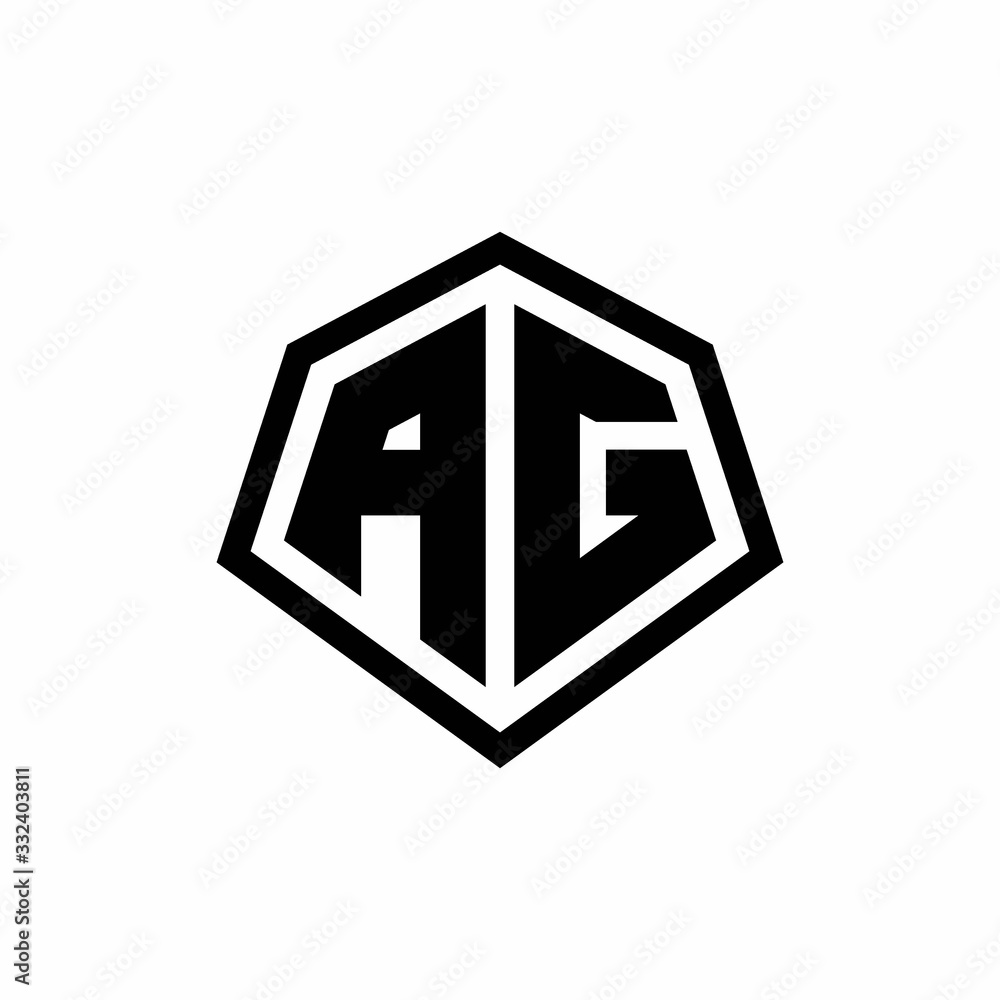AG monogram logo with hexagon shape and line rounded style design template AG monogram logo with hexagon shape and line rounded style design template