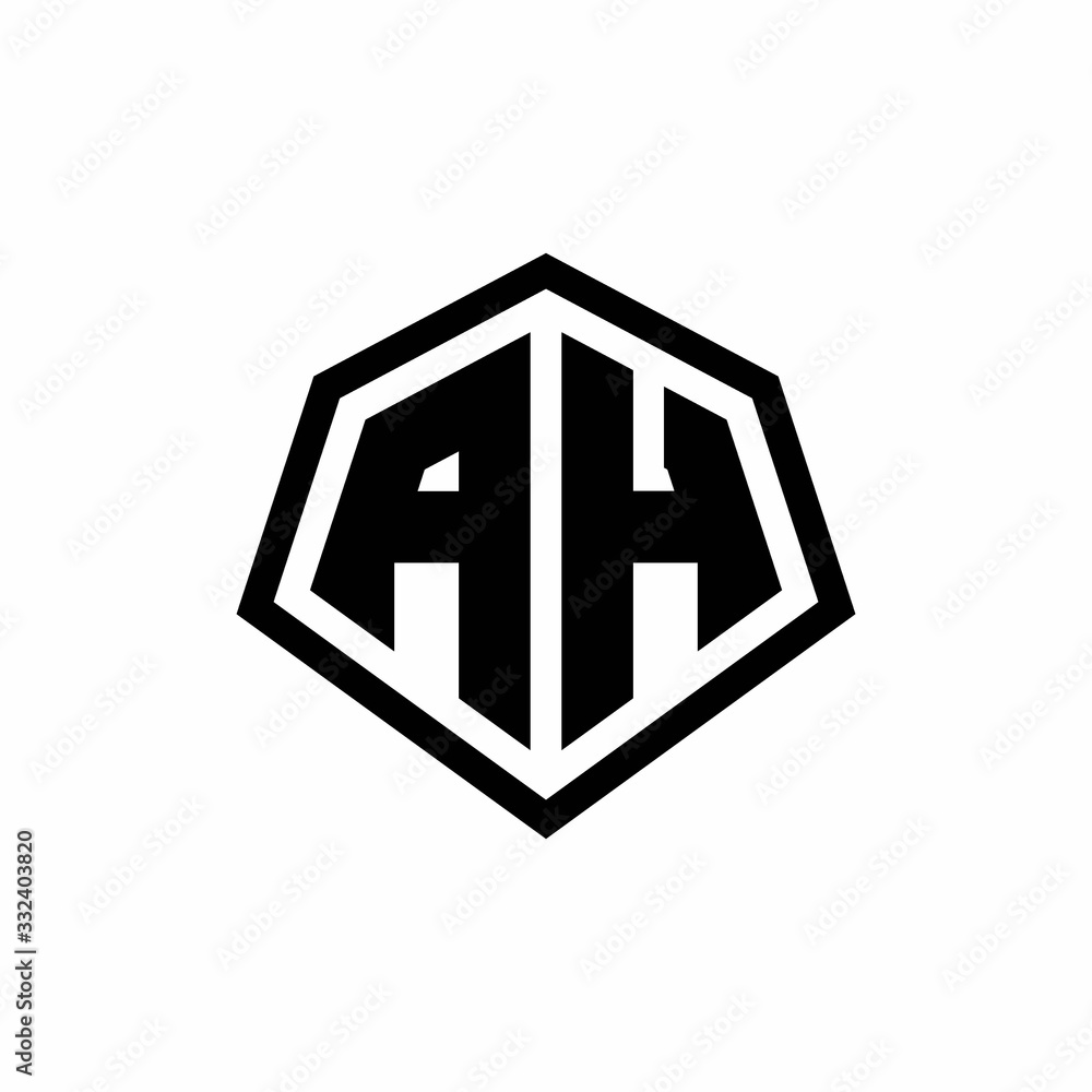 AH monogram logo with hexagon shape and line rounded style design template AH monogram logo with hexagon shape and line rounded style design template