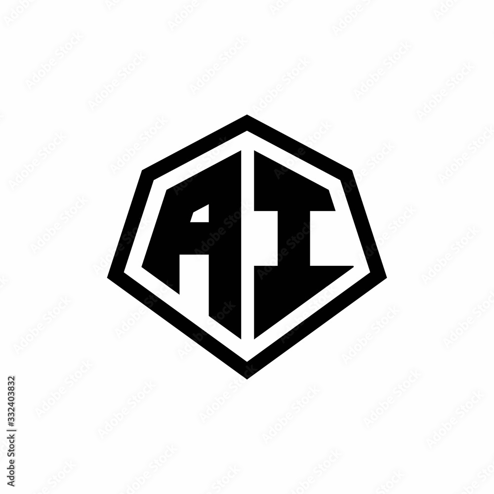 AI monogram logo with hexagon shape and line rounded style design template AI monogram logo with hexagon shape and line rounded style design template