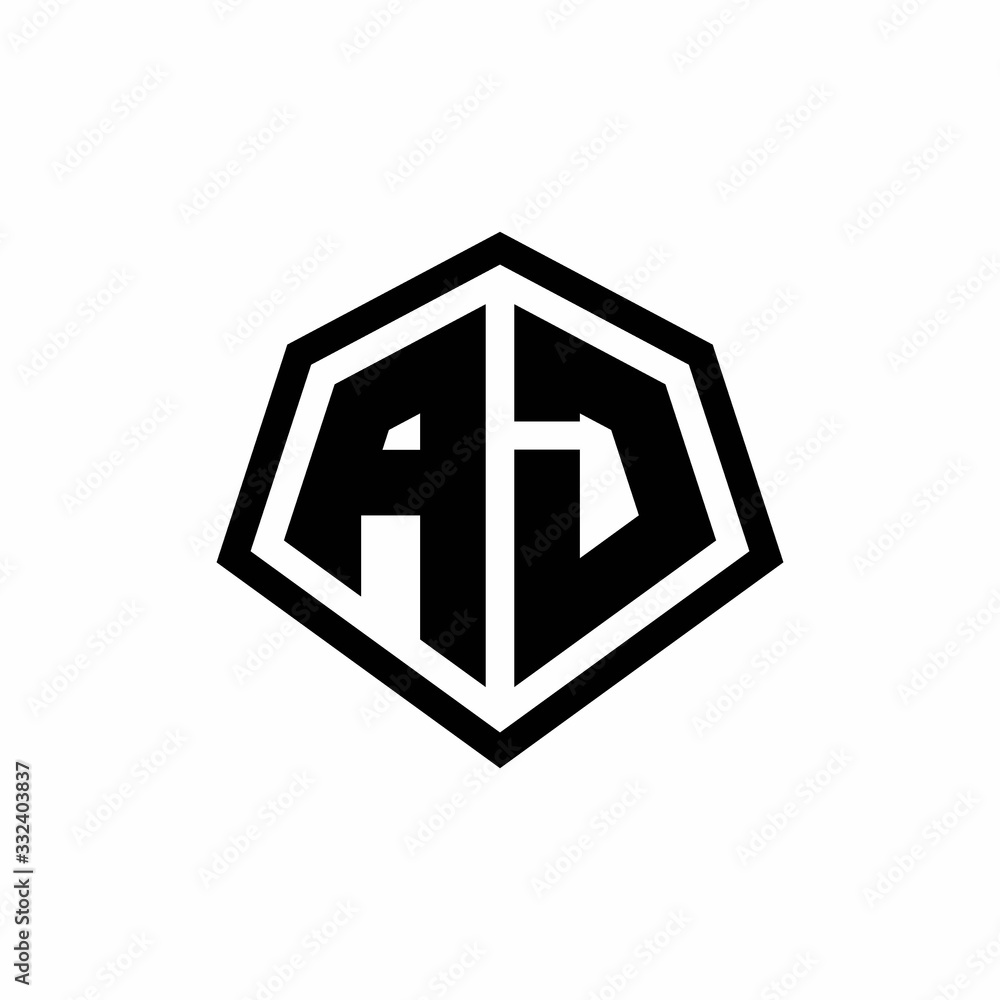 AJ monogram logo with hexagon shape and line rounded style design template AJ monogram logo with hexagon shape and line rounded style design template