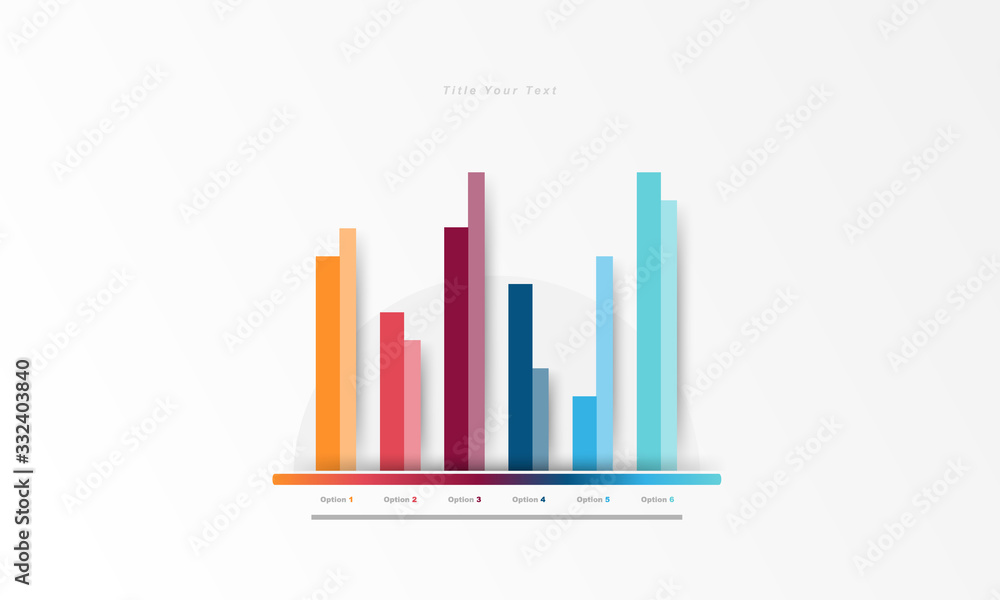 Modern presentation chart, bar, graph for business plan on white background.