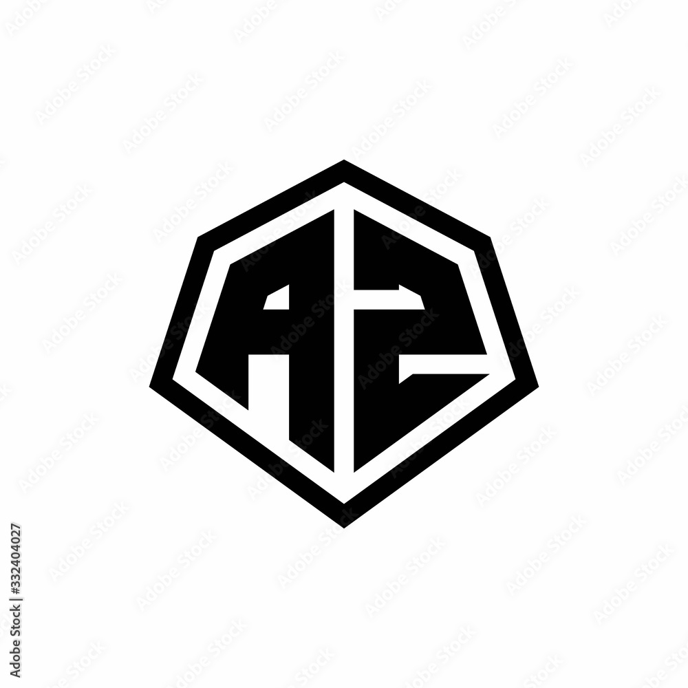 AZ monogram logo with hexagon shape and line rounded style design template AZ monogram logo with hexagon shape and line rounded style design template