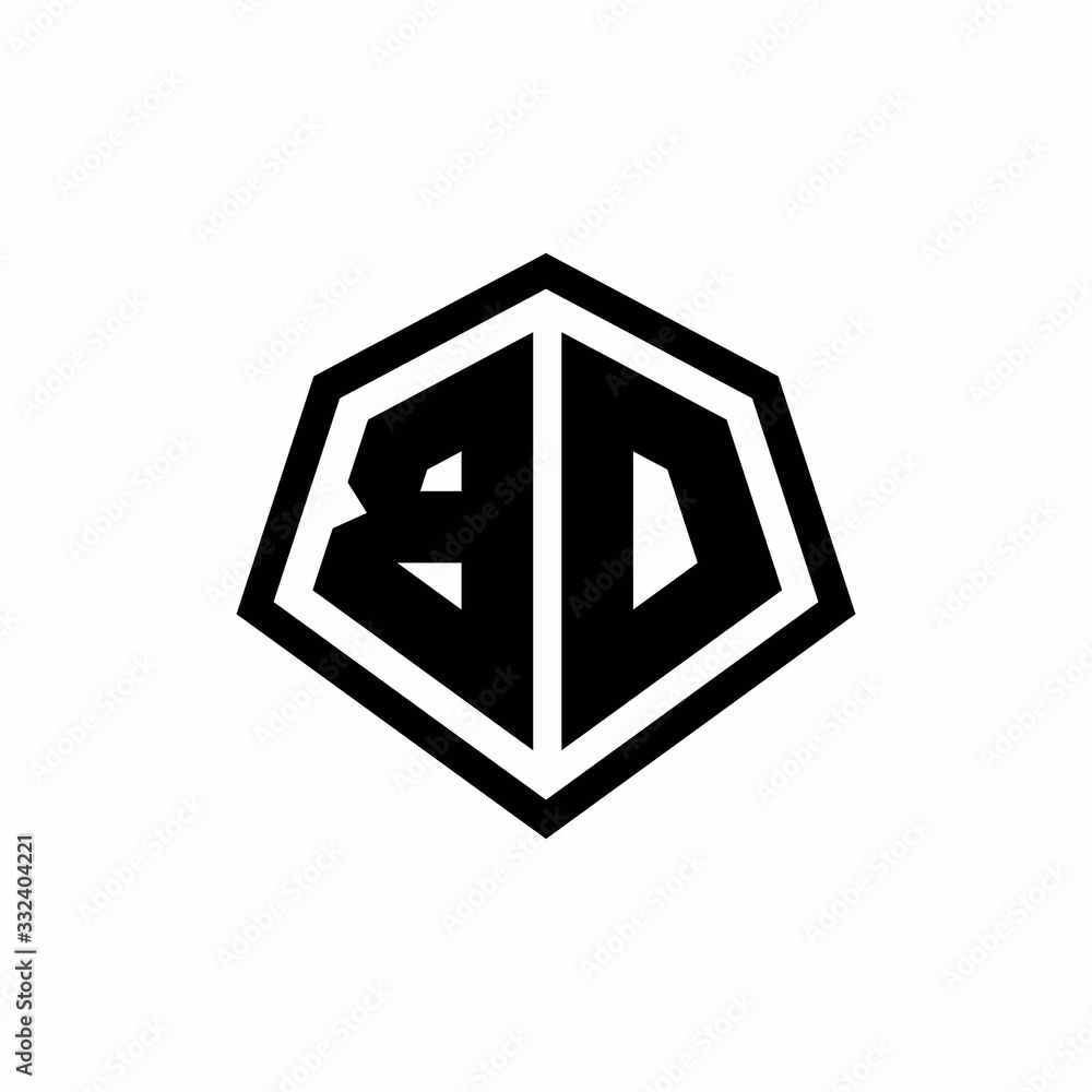 BD monogram logo with hexagon shape and line rounded style design template BD monogram logo with hexagon shape and line rounded style design template