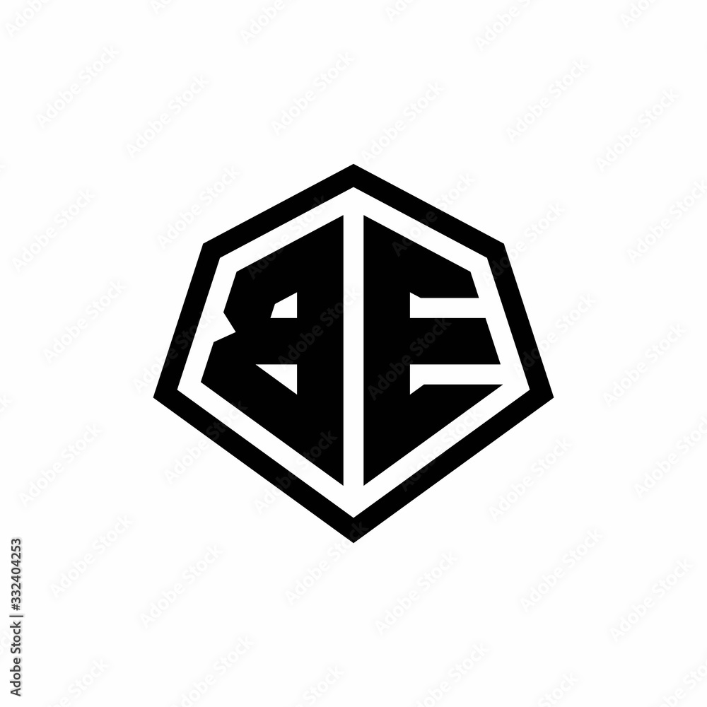 BE monogram logo with hexagon shape and line rounded style design template BE monogram logo with hexagon shape and line rounded style design template