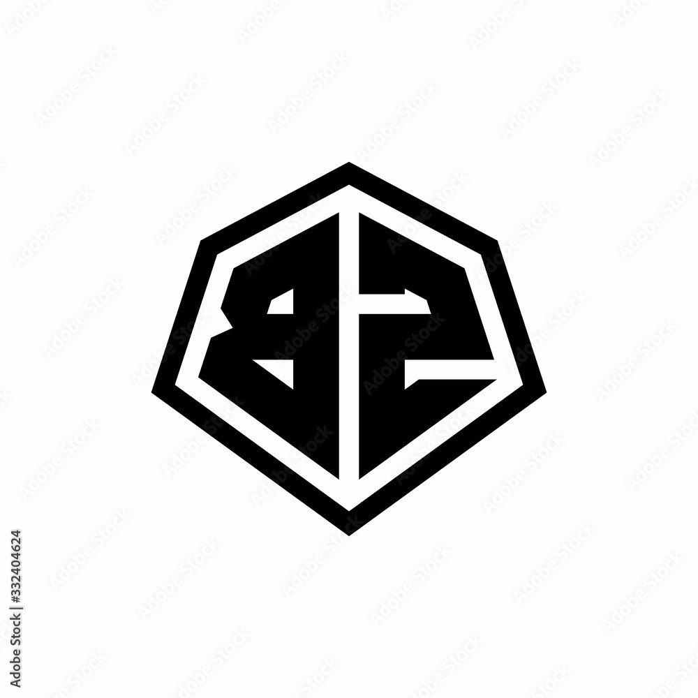 BZ monogram logo with hexagon shape and line rounded style design template BZ monogram logo with hexagon shape and line rounded style design template