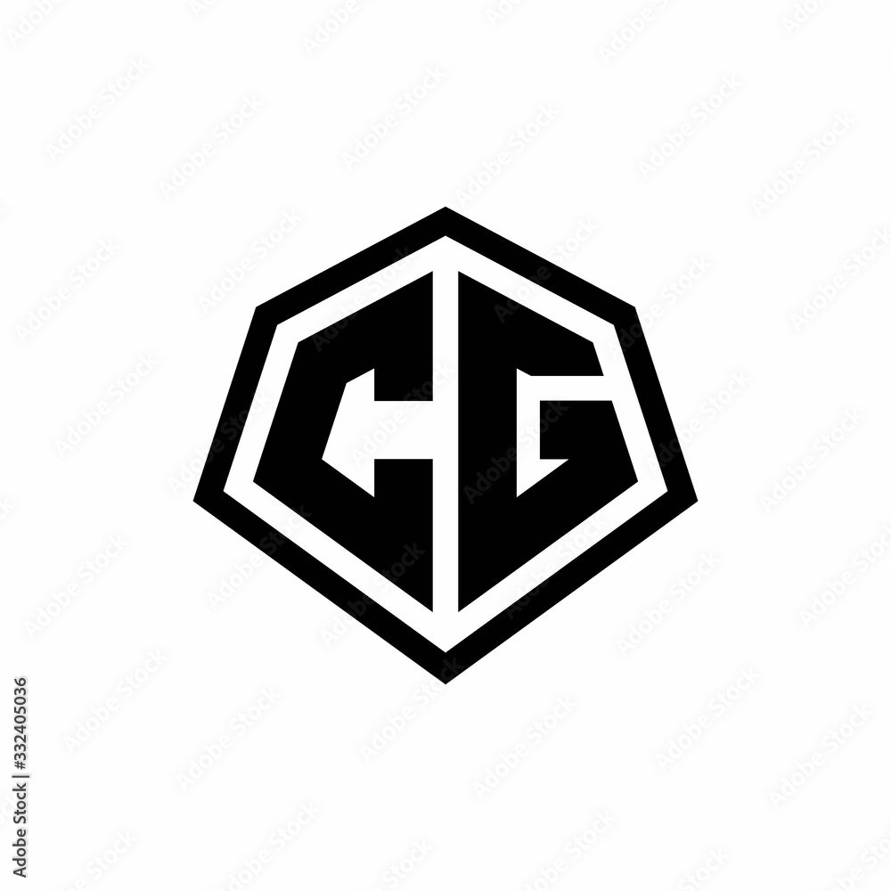 CG monogram logo with hexagon shape and line rounded style design template CG monogram logo with hexagon shape and line rounded style design template