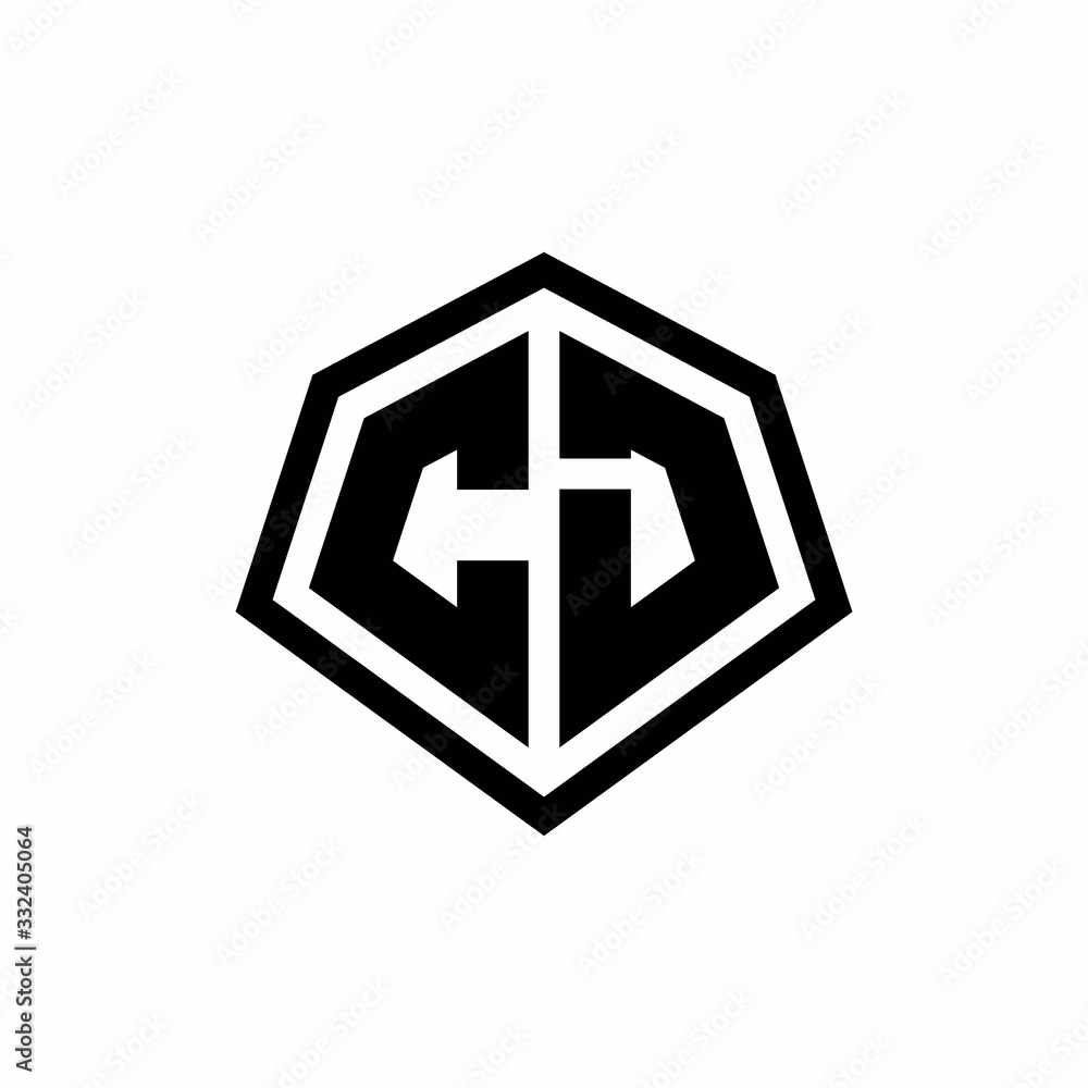 CJ monogram logo with hexagon shape and line rounded style design template CJ monogram logo with hexagon shape and line rounded style design template