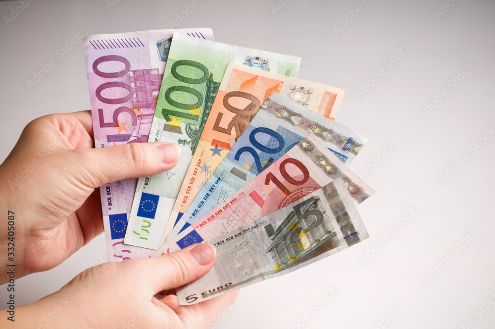euro banknote set cash money - EU currency euro banknote set cash money - EU currency