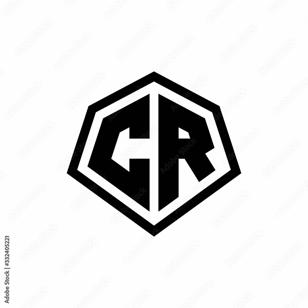CR monogram logo with hexagon shape and line rounded style design template CR monogram logo with hexagon shape and line rounded style design template