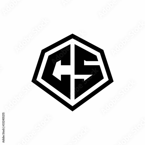 Free Download CS monogram logo with hexagon shape and line rounded style design template - GFXLoad