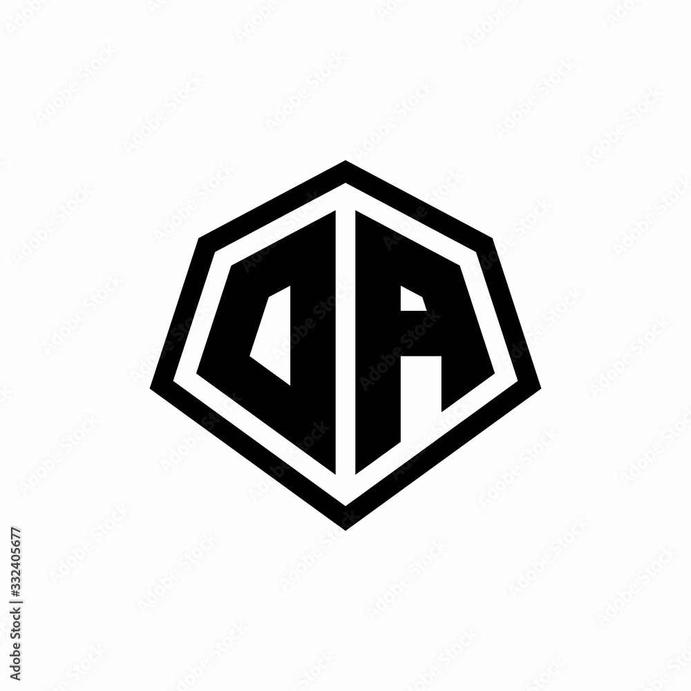 DA monogram logo with hexagon shape and line rounded style design template DA monogram logo with hexagon shape and line rounded style design template