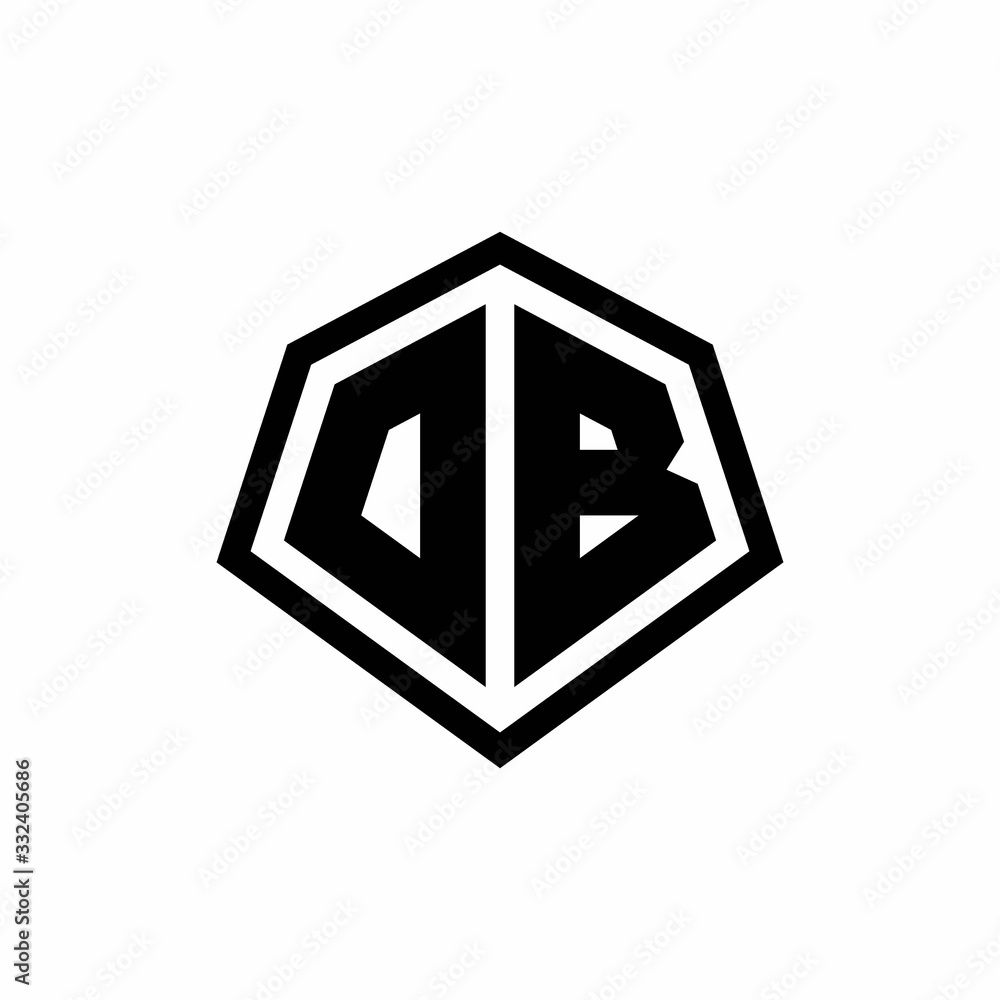 DB monogram logo with hexagon shape and line rounded style design template DB monogram logo with hexagon shape and line rounded style design template
