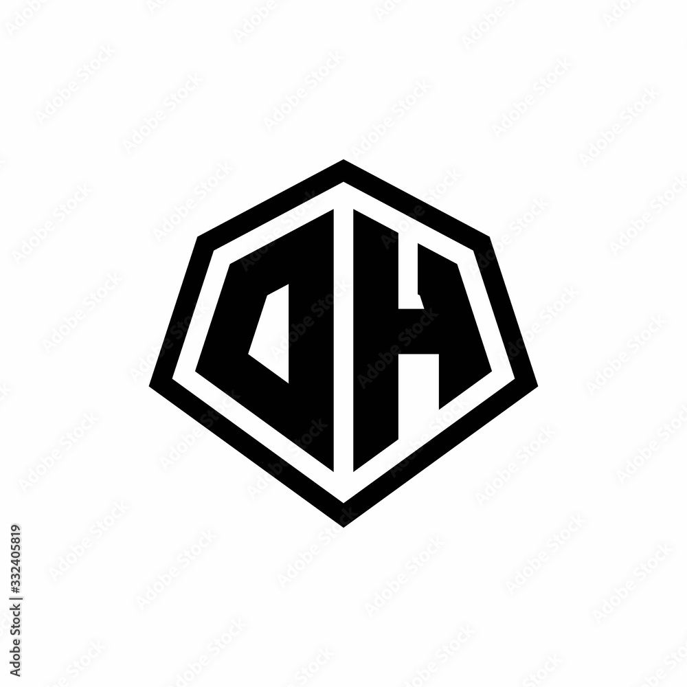 DH monogram logo with hexagon shape and line rounded style design template DH monogram logo with hexagon shape and line rounded style design template