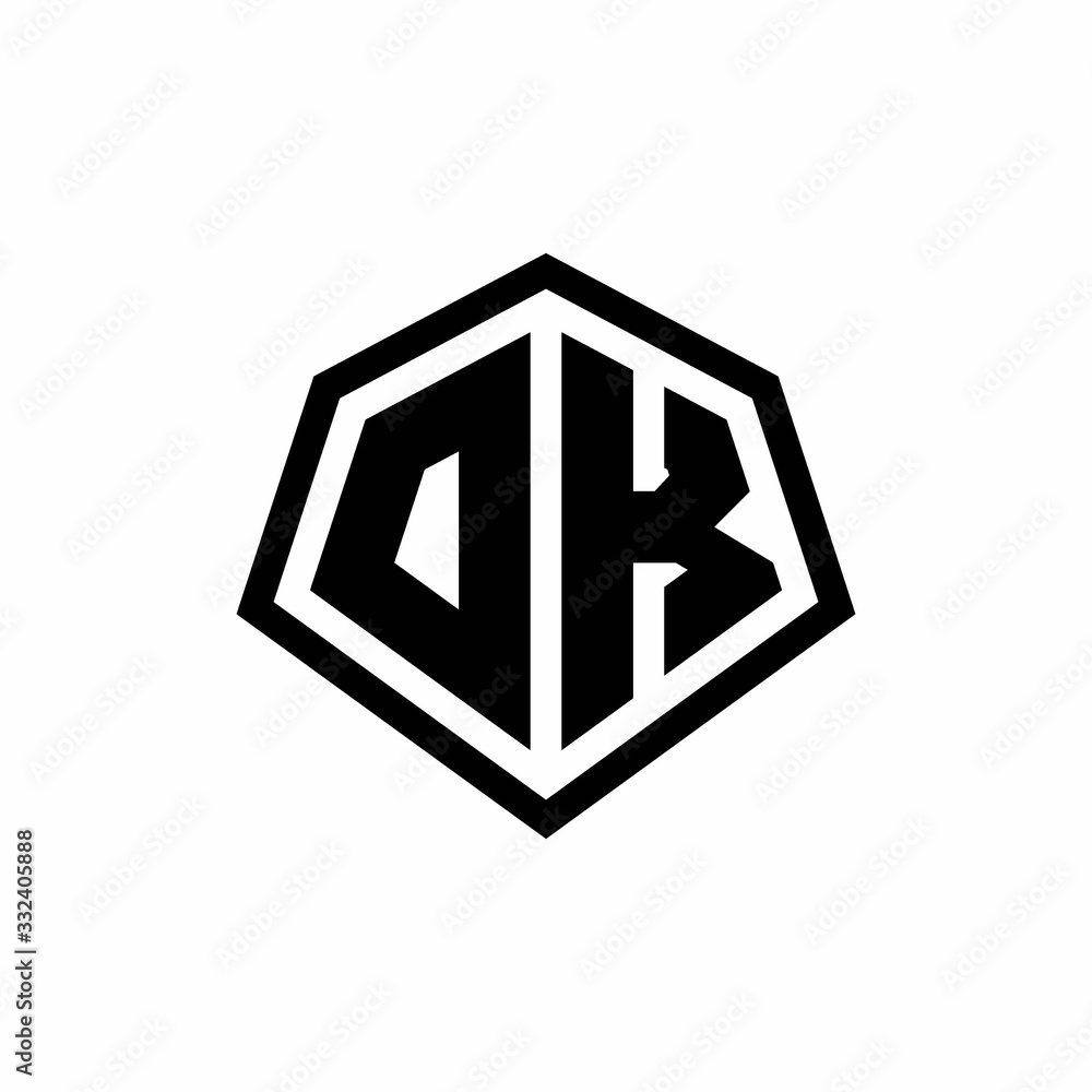 DK monogram logo with hexagon shape and line rounded style design template DK monogram logo with hexagon shape and line rounded style design template